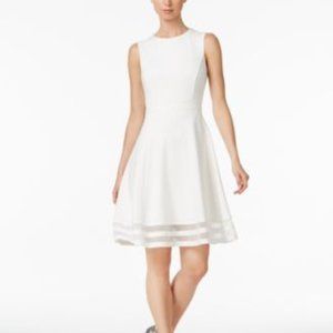 NEW CALVIN KLEIN FIT AND FLARE WHITE DRESS